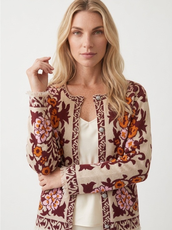 Sweaters - NWOT Gorgeous & Unique Floral Patterned Xl Button-Up Sweater